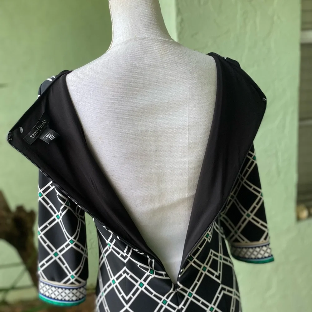 White House Black Market Black White Green Dress - Picture 12 of 12